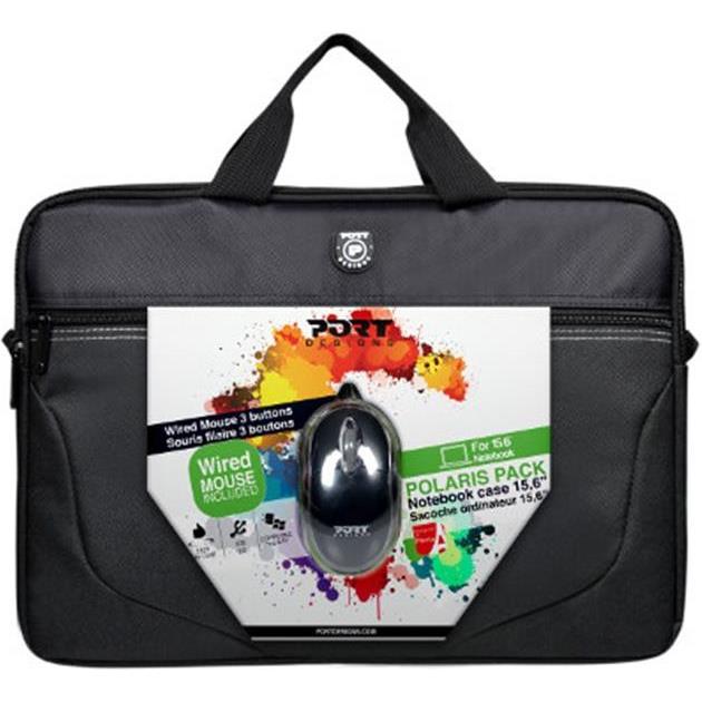 Torba za laptop PORT Polaris 15.6", crna + miš