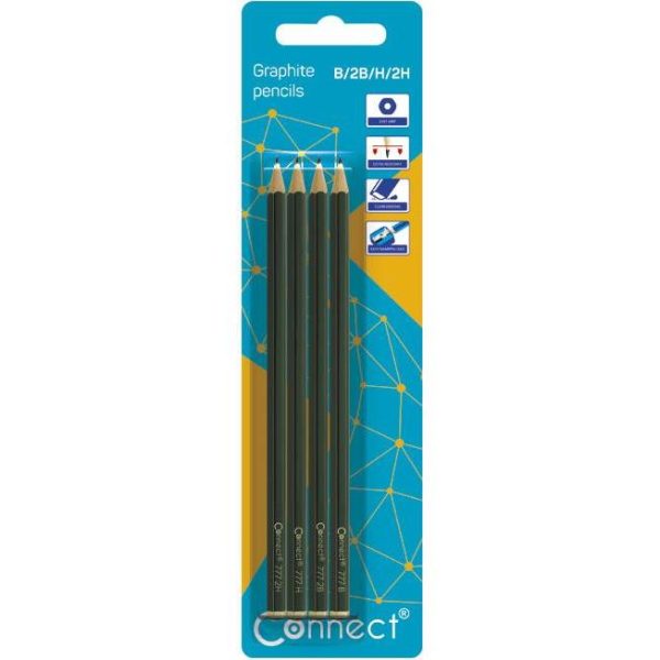 Olovka grafitna B,2B,H,2H 777 pk4 Connect blister, 000009071