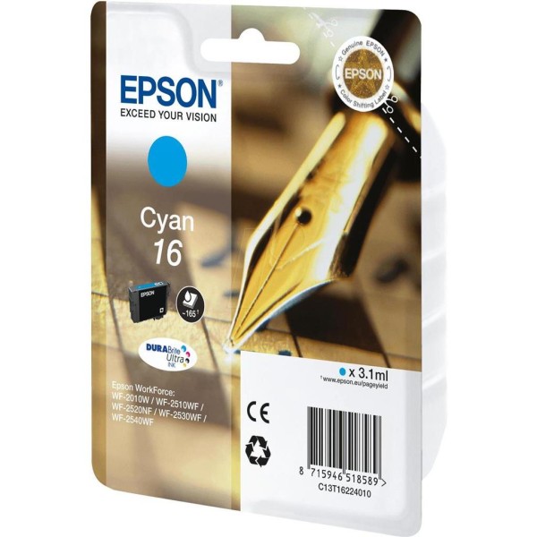 TINTA EPSON T1622 WF2510WF PLAVA 3,1ml, C13T16224012