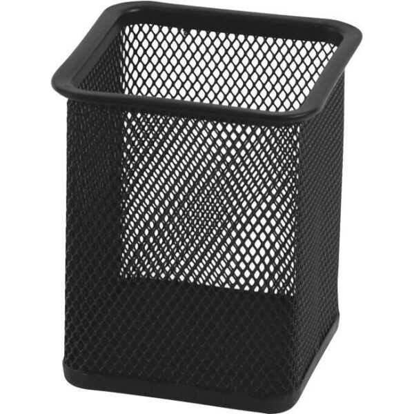 Čaša za olovke metalna žica četvrtasta 8x8x9,8cm Fornax crna, 000000467