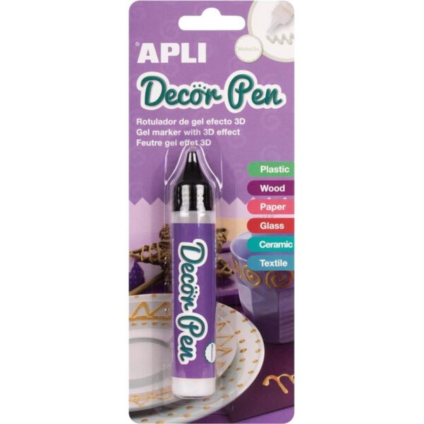 MARKER APLI DECOR PEN 3D EFEKT METAL BIJELI, 15010