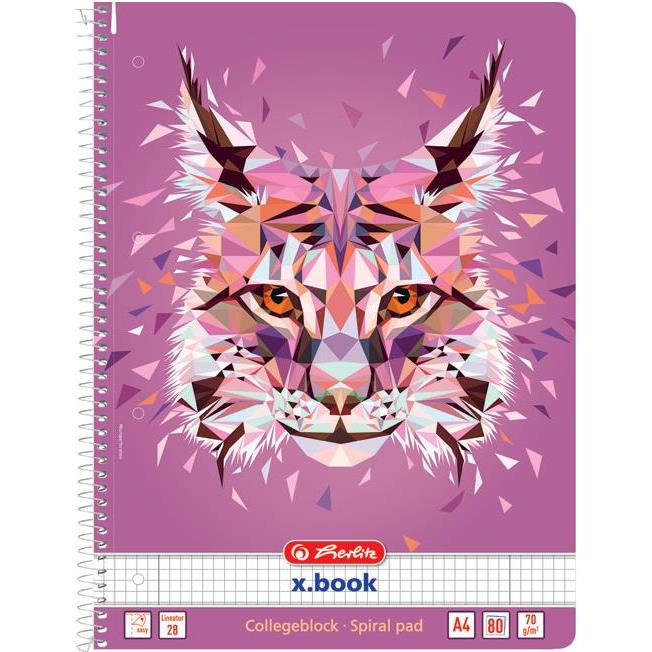 Blok kolegij A4 karo 80L Wild Animals ris Herlitz 50027781