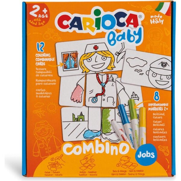 Set za bojanje Carioca Baby combino jobs (12 kartica + 8 markera), 42894