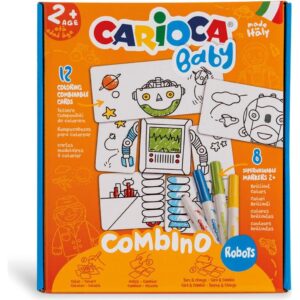 SET ZA BOJANJE CARIOCA BABY COMBINO ROBOTS (12 KARTICA ZA BOJANJE+8 MARKERA), 42896
