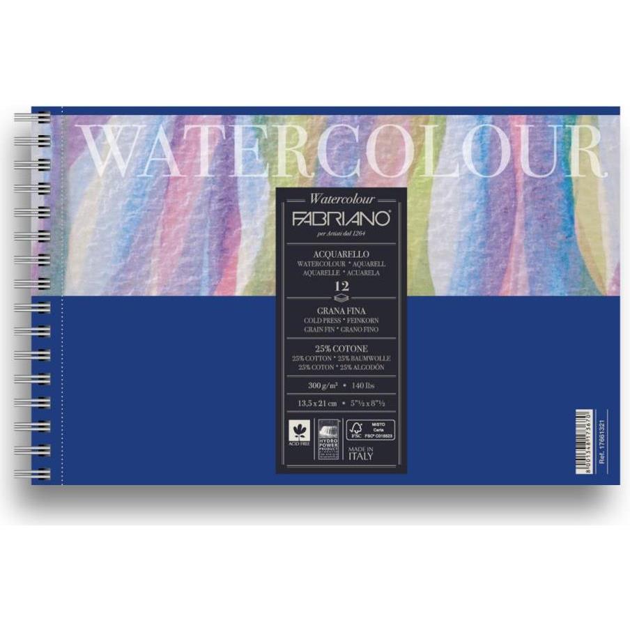 BLOK FABRIANO STUDIO WATERCOLOR 13,5X21 300G 12L 17661321