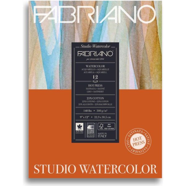 BLOK FABRIANO STUDIO WATERCOLOR 22,9X30,5 300G 12L 19123002