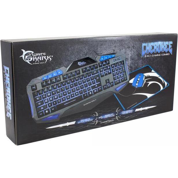 Tipkovnica+miš+podloga White Shark Cherokee 3u1 gaming set