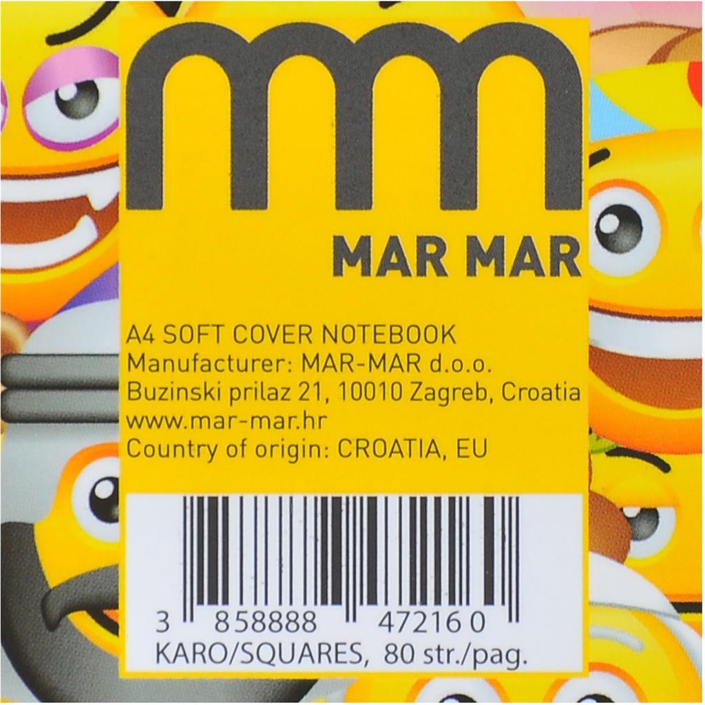 Bilježnica meki uvez A4 karo Mmoji 1726