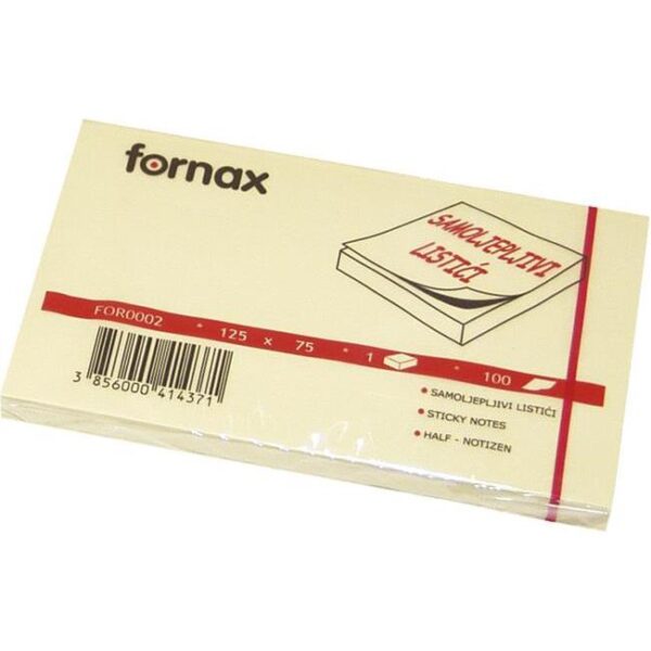 Blok samoljepljiv 125x75mm 100L Fornax žuti, 000024755