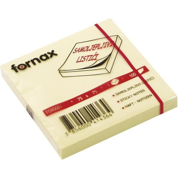 Blok samoljepljiv 75x75mm 100L Fornax žuti, 000024754