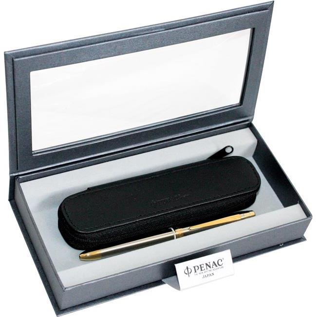 Set poklon olovka multifunkcijska 3F Slim + etui kožni Penac srebrna+klipsa zlatna