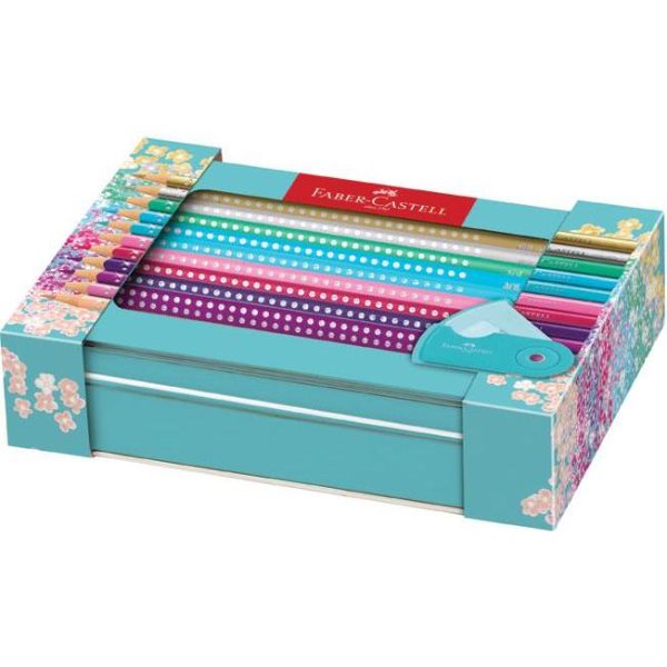 Set za bojanje Grip Sparkle u metalnoj kutiji Faber Castell 201641, 000040310