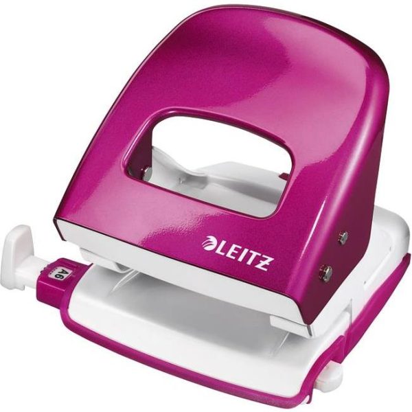Bušač 2 rupe do 30 listova Wow Leitz 50082023 metalik rozi blister, 000002373