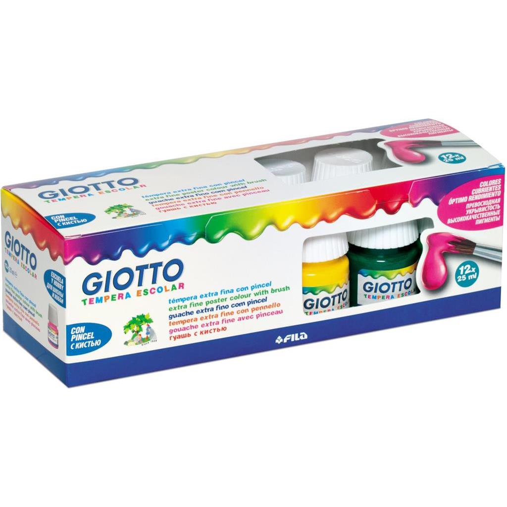 BOJA TEMPERA GIOTTO U BOČICAMA OD 25ML 12 BOJA + KIST 356700