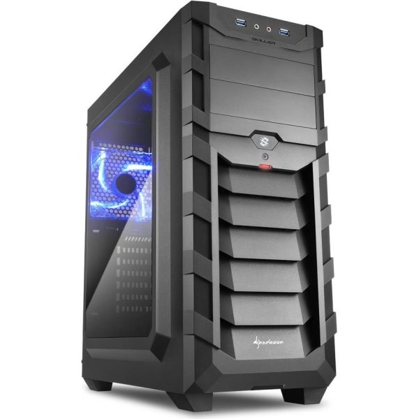 Sharkoon Skiller SGC1 Window Midi Tower ATX kućište, bez napajanja, plavi LED, crno