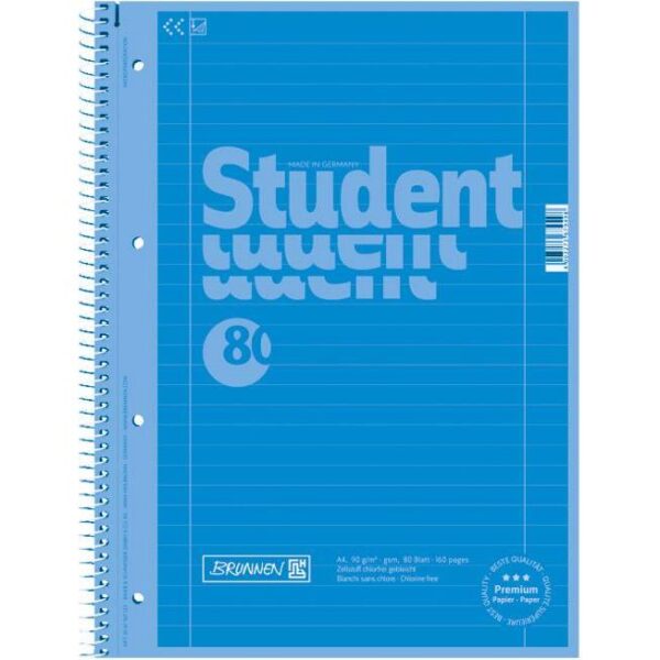 Blok kolegij A4 crte  80L perforacija+4rupe Color Code Brunnen 10-67927 132 plavi