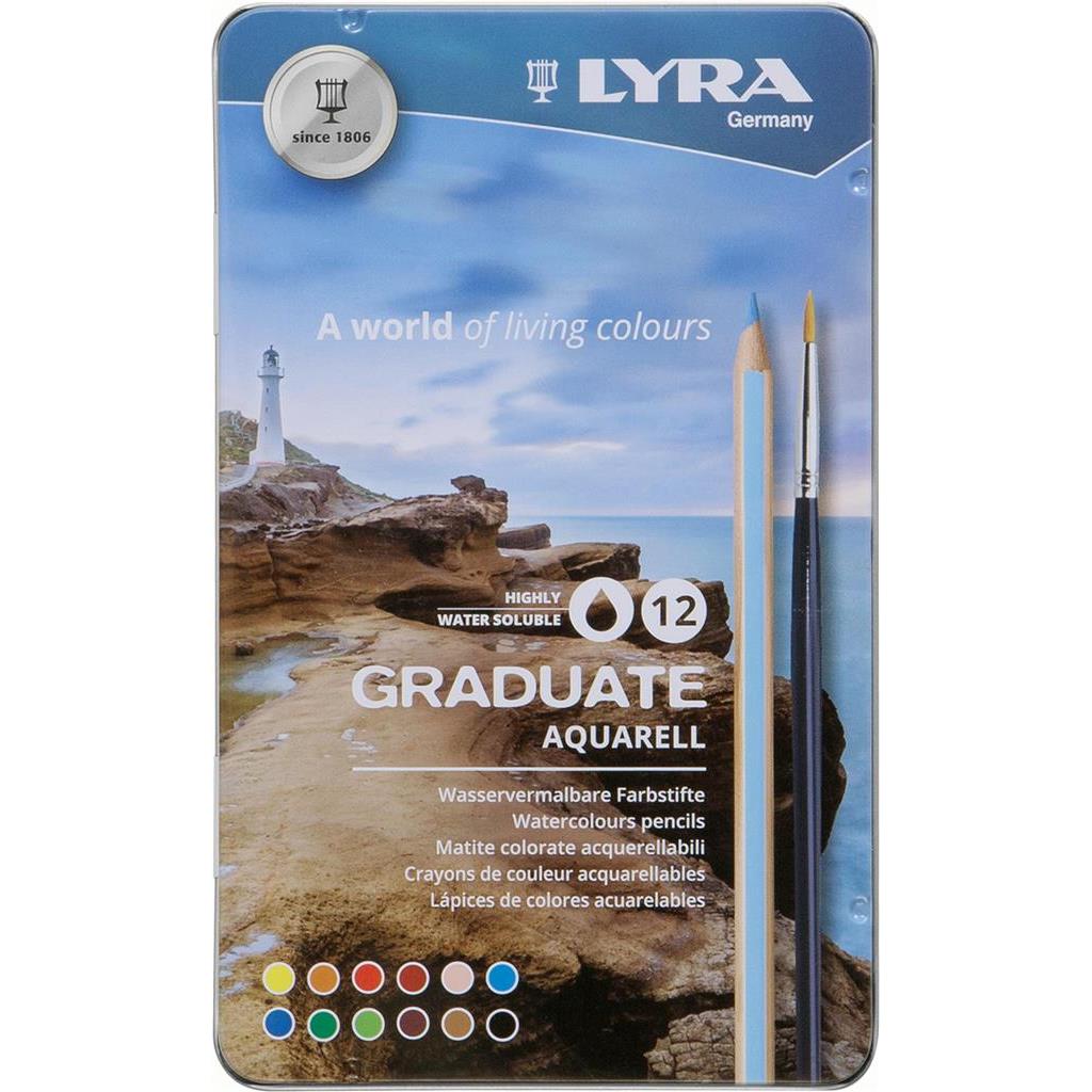 DRVENE BOJICE LYRA GRADUATE AQUARELL U METALNOJ KUTIJI 12 BOJA L2881120