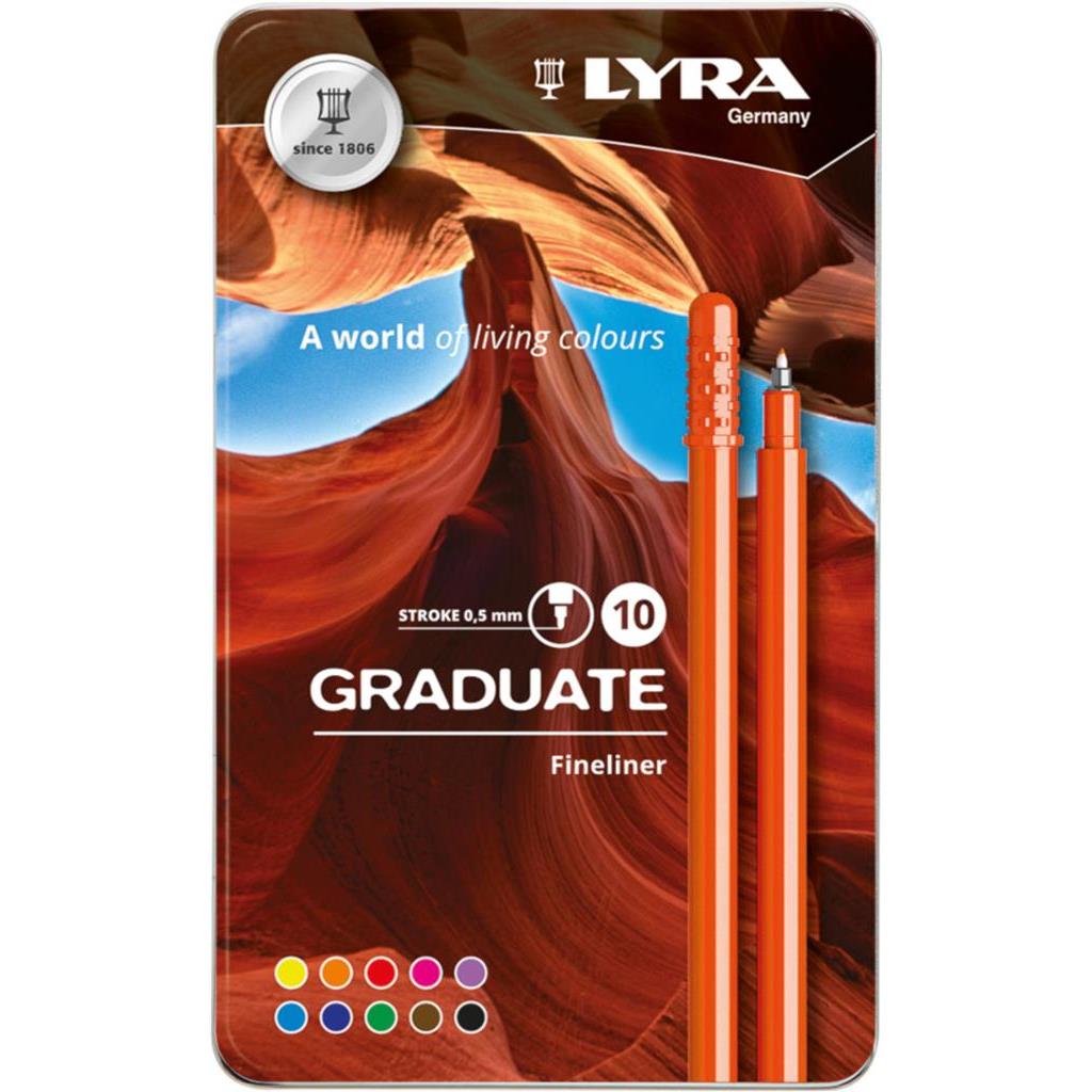 FLOMASTERI LYRA GRADUATE FINELINER 10 BOJA U METALNOJ KUTIJI L6771100