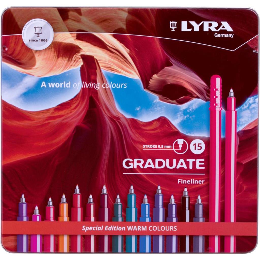 FLOMASTERI LYRA GRADUATE FINELINER WARM COLORS 15 BOJA U METALNOJ KUTIJI L6771151