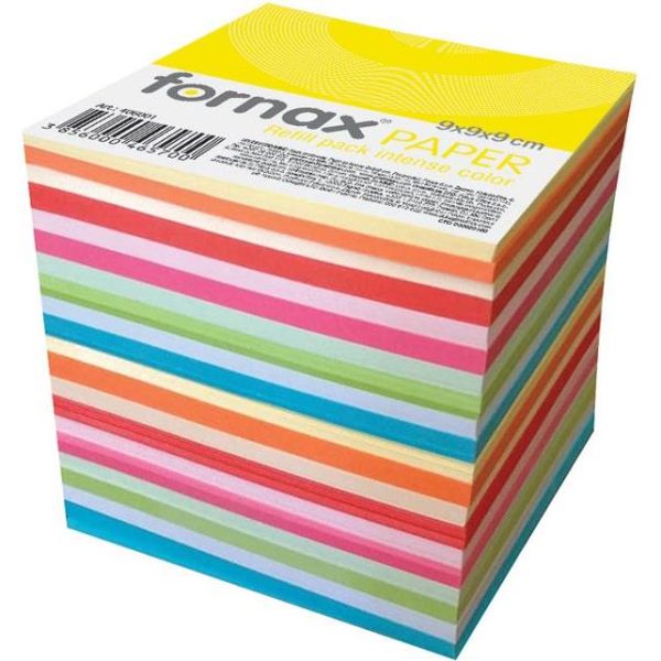 Papir za kocku 9x9x9cm ljepljeni Fornax intenzivne i pastelne boje sortirano, 000012281