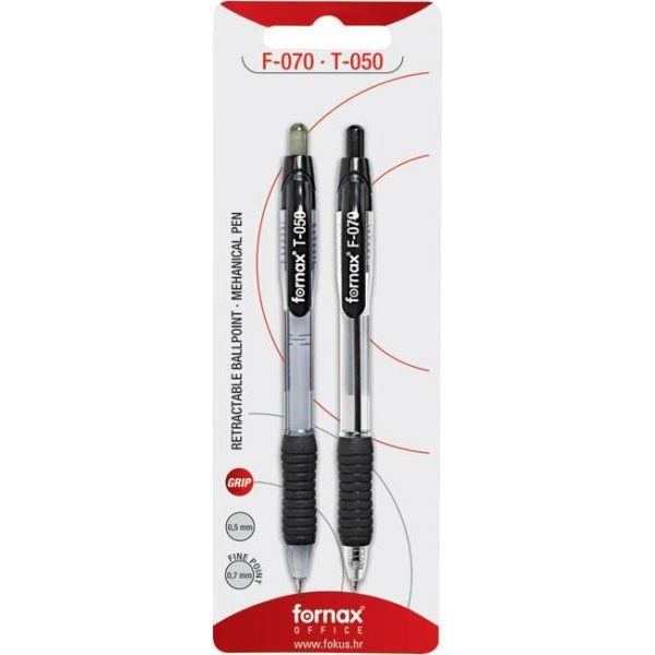Set olovka kemijska F-070 grip+olovka tehnička T-050 Fornax sortirano blister, 000003167 - Slika 2