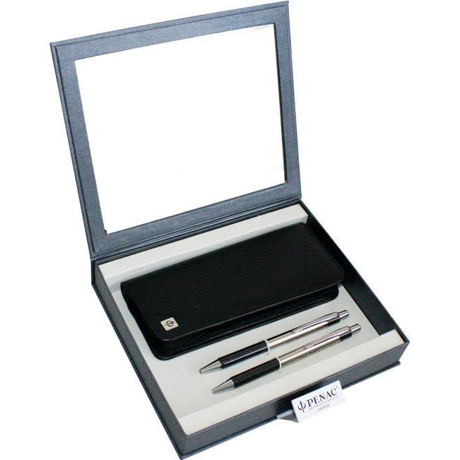 Set poklon olovka kemijska+tehnička Pe-Pe+etui kožni Penac srebrna, 000026566