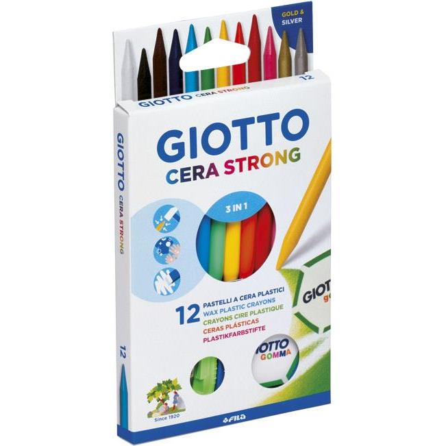 Boje voštane 12boja kartonska kutija Cera Strong+šiljilo+gumica Fila 281800 blister!!