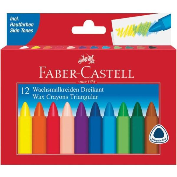 Boje voštane 12boja kartonska kutija trokutaste Faber Castell 120010 blister