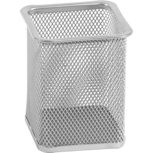 Čaša za olovke metalna žica četvrtasta 8x8x9,8cm LD01-39 Fornax srebrna, 000010321