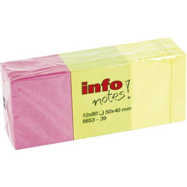 Blok samoljepljiv 40x50mm 12x80L Global Notes 5653-39 neon sortirano, 000007186