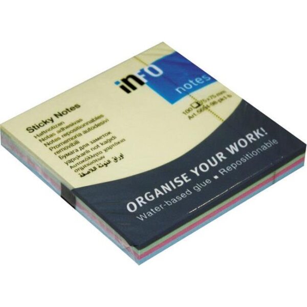 Blok samoljepljiv 75x75mm 100L(4bojex25l) Global Notes 5654-98-pk1-b pastel sortirano, 000008180