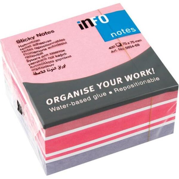Blok samoljepljiv kocka 75x75mm 400L Global Notes 5654-69 sortirano, 000042407