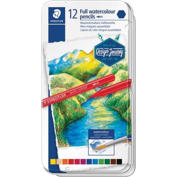 Boja vodena u olovci 12boja metalna kutija Full watercolor Design Journey Staedtler 14610G M12
