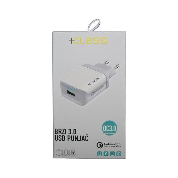 KUĆNI PUNJAČ +CLASS USB QC30 FAST BIJELI