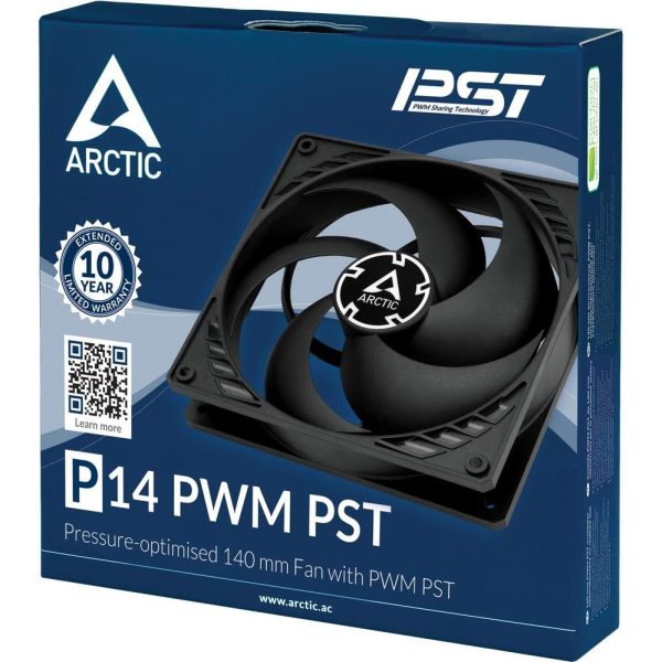 Ventilator ARCTIC P14 PWM PST VP, 140mm, 1700 okr/min, crni