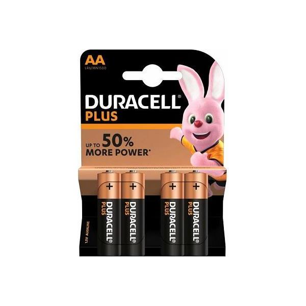 BATERIJE DURACELL PLUS ALKALNE LR06 EXTRA LIFE AA 1.5 V 4 KOM BLISTER