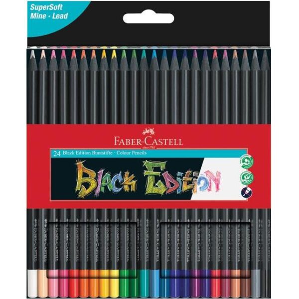 Boje drvene 24boje trokutaste Black Edition Faber Castell 116424 blister