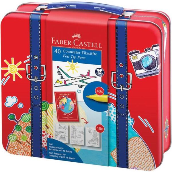 Flomaster školski 40boja u metalnoj kutiji Connector Kofer Faber Castell 155535, 000043087