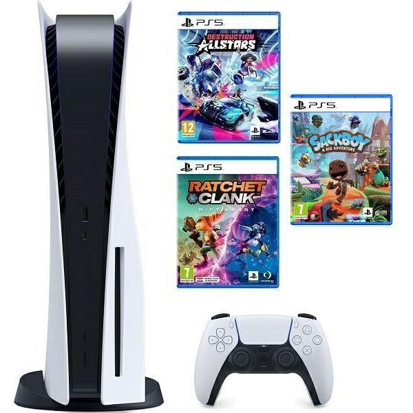 PlayStation 5 B Chassis + Ratchet & Clank Rift Apart PS5 + Destruction AllStars PS5 + Sackboy A Big Adventure! PS5