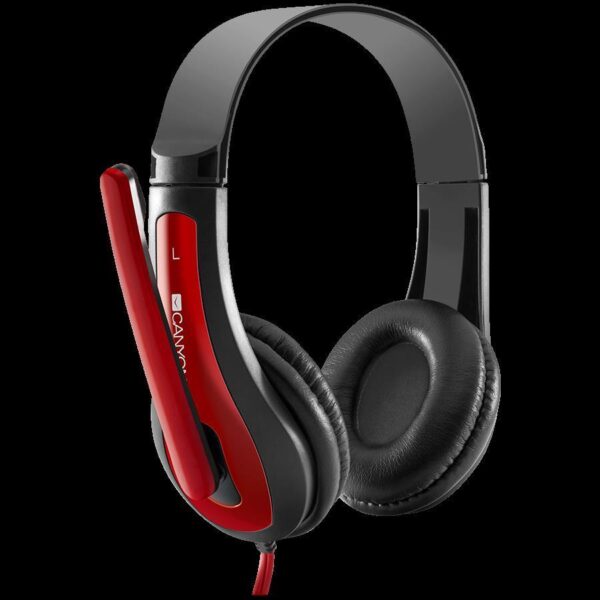 CANYON HSC-1 basic PC headset with microphone, combined 3.5mm plug, leather pads, Flat cable length 2.0m, 160*60*160mm, 0.13kg, Black-red, CNS-CHSC1BR - Slika 4