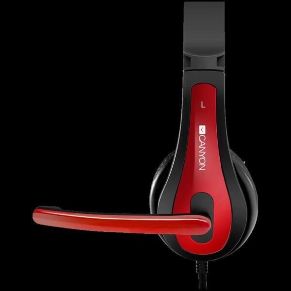 CANYON HSC-1 basic PC headset with microphone, combined 3.5mm plug, leather pads, Flat cable length 2.0m, 160*60*160mm, 0.13kg, Black-red, CNS-CHSC1BR - Slika 6