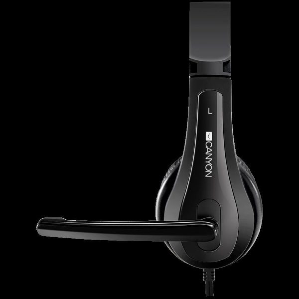 CANYON HSC-1 basic PC headset with microphone, combined 3.5mm plug, leather pads, Flat cable length 2.0m, 160*60*160mm, 0.13kg, Black-red, CNS-CHSC1B - Slika 3