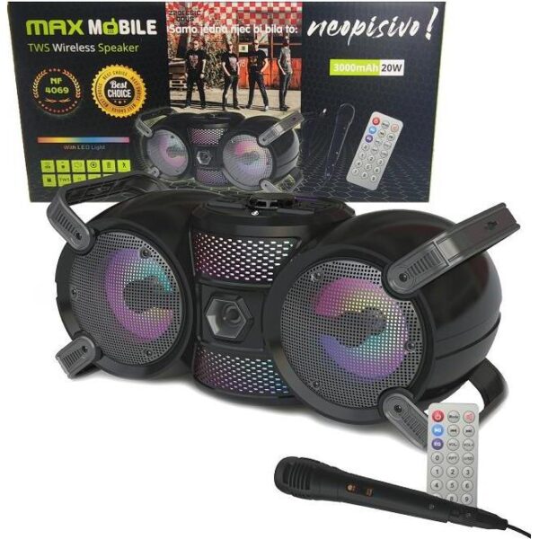 MAXMOBILE ZVUČNIK BLUETOOTH TWS KARAOKE NF4069 RGB LED Z.Boys , MMZVBTNF4069BK