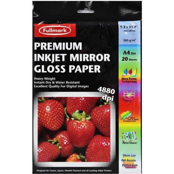 Papir Fullmark mirror gloss ink jet A4 260g 20L,  PPIMG20