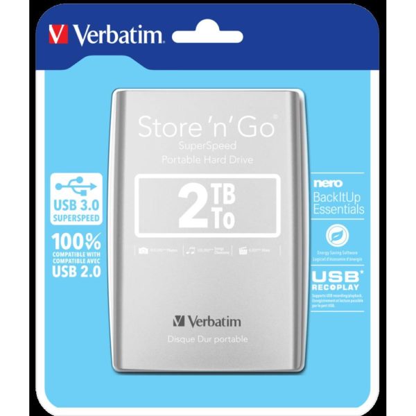Externi hard disk Verbatim #53189 Store'n'Go 2.5" 2TB USB 3.0 Gen1 silver