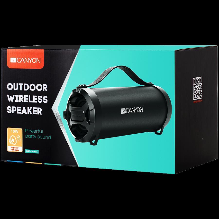 Canyon CNE-CBTSP6 Bluetooth Speaker, BT V4.2, Jieli AC6905A, TF card support, 3.5mm AUX, micro-USB port, 1500mAh polymer battery, Black, cable length 0.6m - Slika 2