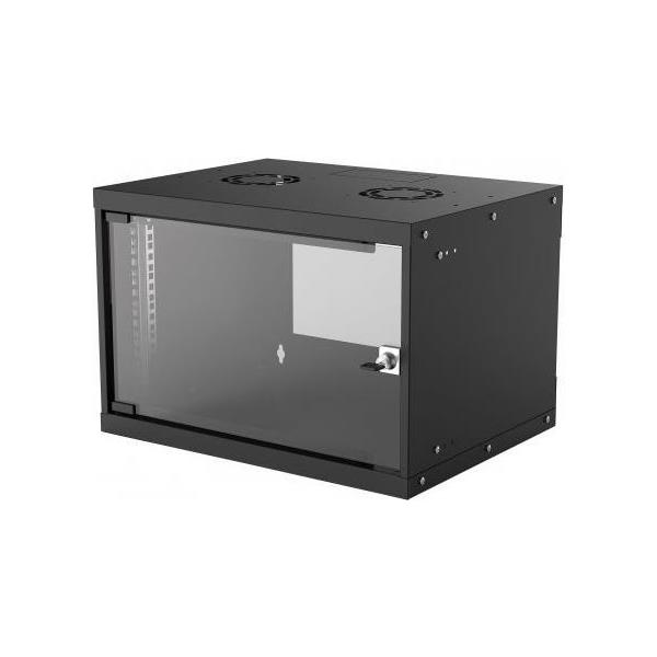 Ormar zidni 19" 1-djelni 6U - 540(š)x353(v)x400(d) mm, crni (RAL 9005), rastavljen