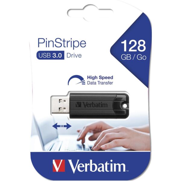 USB STICK VERBATIM 3.0 #49319 128GB PINSTRIPE BLACK