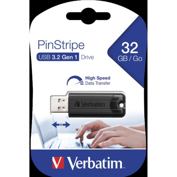 USB STICK VERBATIM 3.0 Store'n'Go PinStripe 32GB, crni, 49317