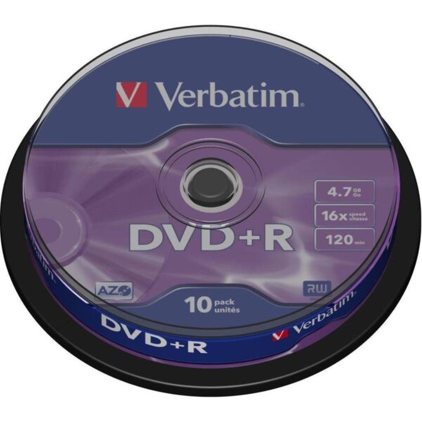 DVD+R Verbatim Matt Silver, Kapacitet 4.7GB, 10 komada, Brzina 16×, 43498